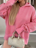 Striped Oversized Hoodie with Kangaroo Pocket