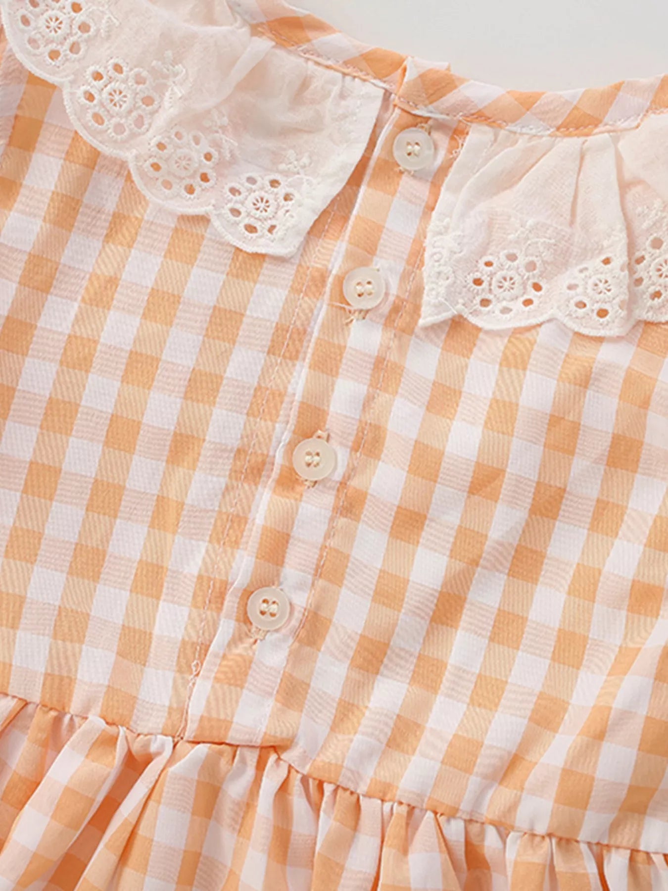 Children's Gingham Ruffle Collar Sleeveless Dress