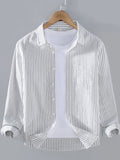 Men's Plus Size Striped Button Up Long Sleeve Shirt