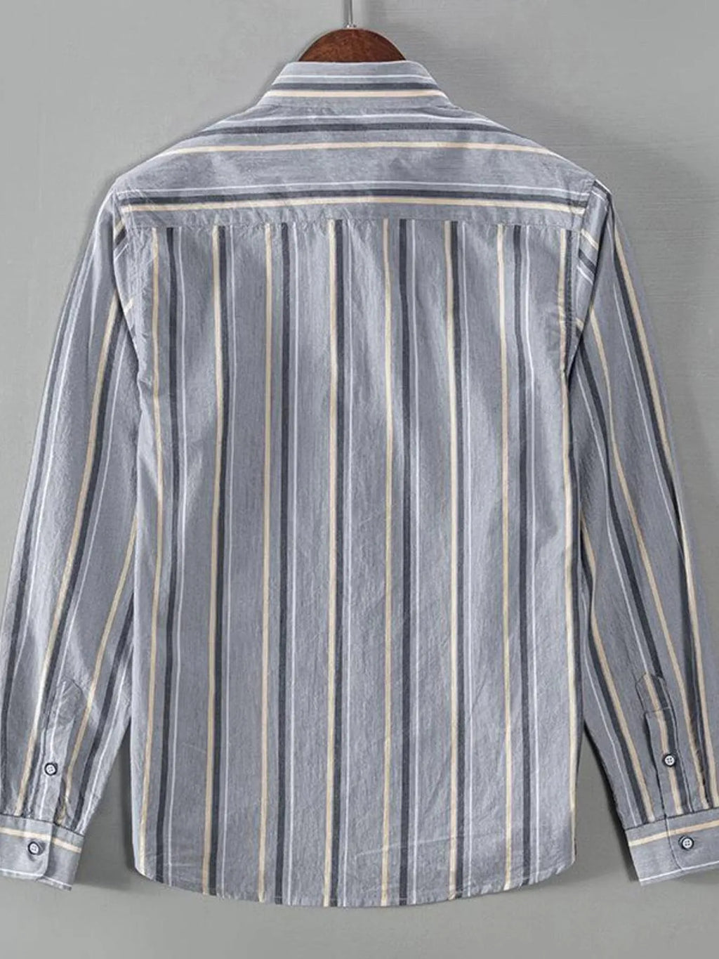 Men's Plus Size Striped Button Up Long Sleeve Shirt