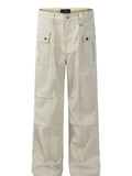 Men's Straight Cargo Jeans with Ruched Detail