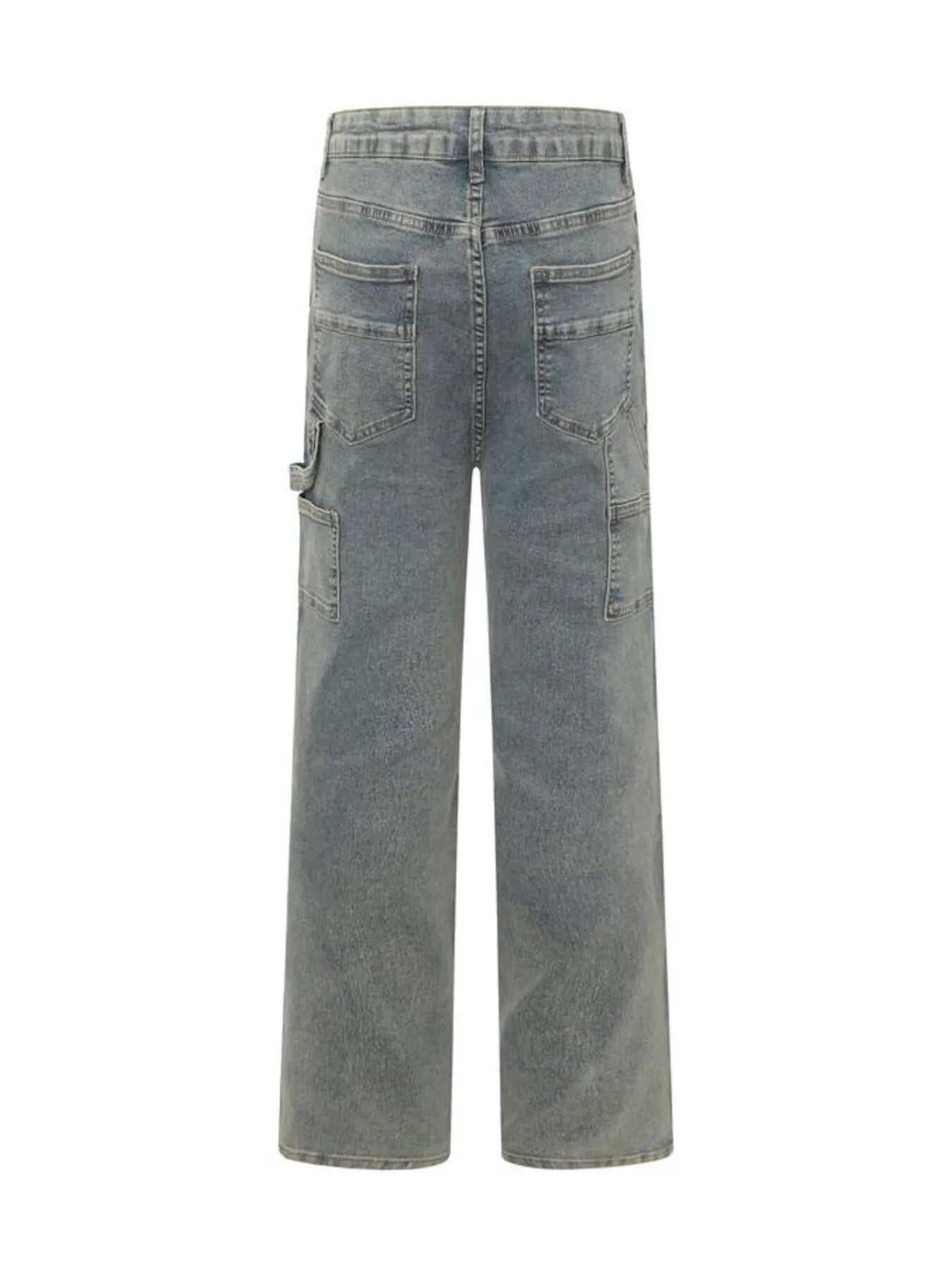 Men's High Waist Straight Leg Cargo Jeans