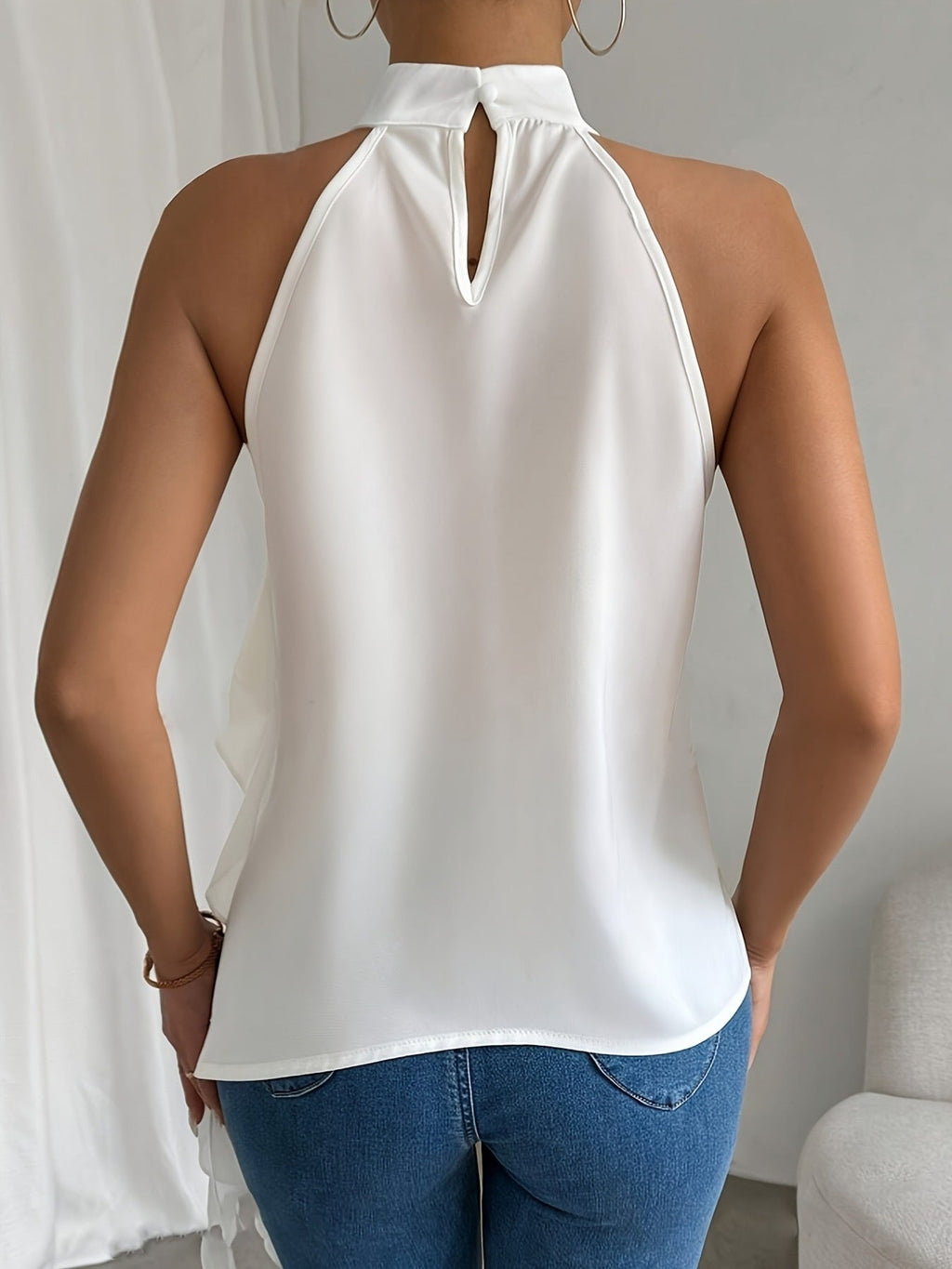 Ruffle Halter Neck Sleeveless Blouse