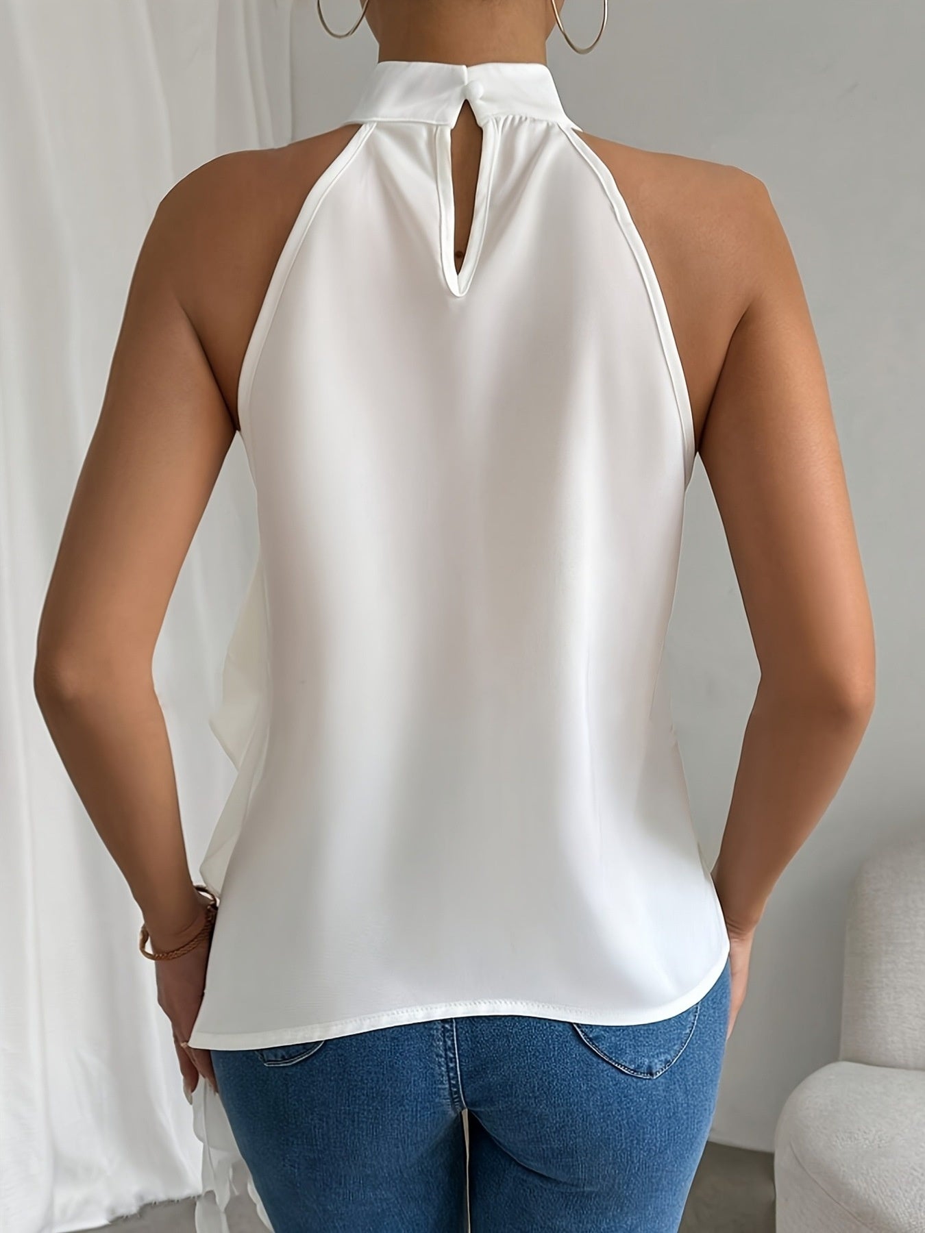 Ruffle Halter Neck Sleeveless Blouse
