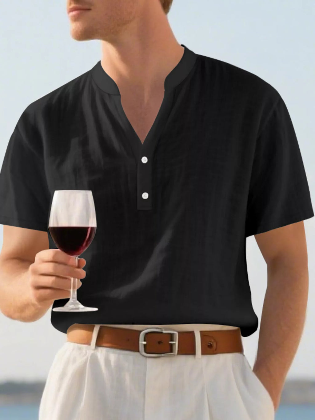 Men's Full Size Casual Linen Blend Short Sleeve Shirt Plus Size