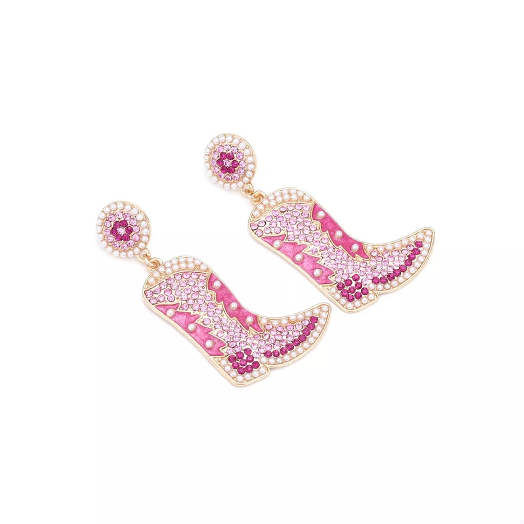 Rhinestone Cowboy Boot Dangle Earrings