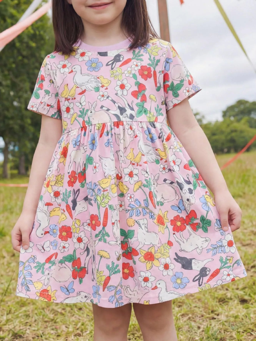 Children's Printed Round Neck Dress