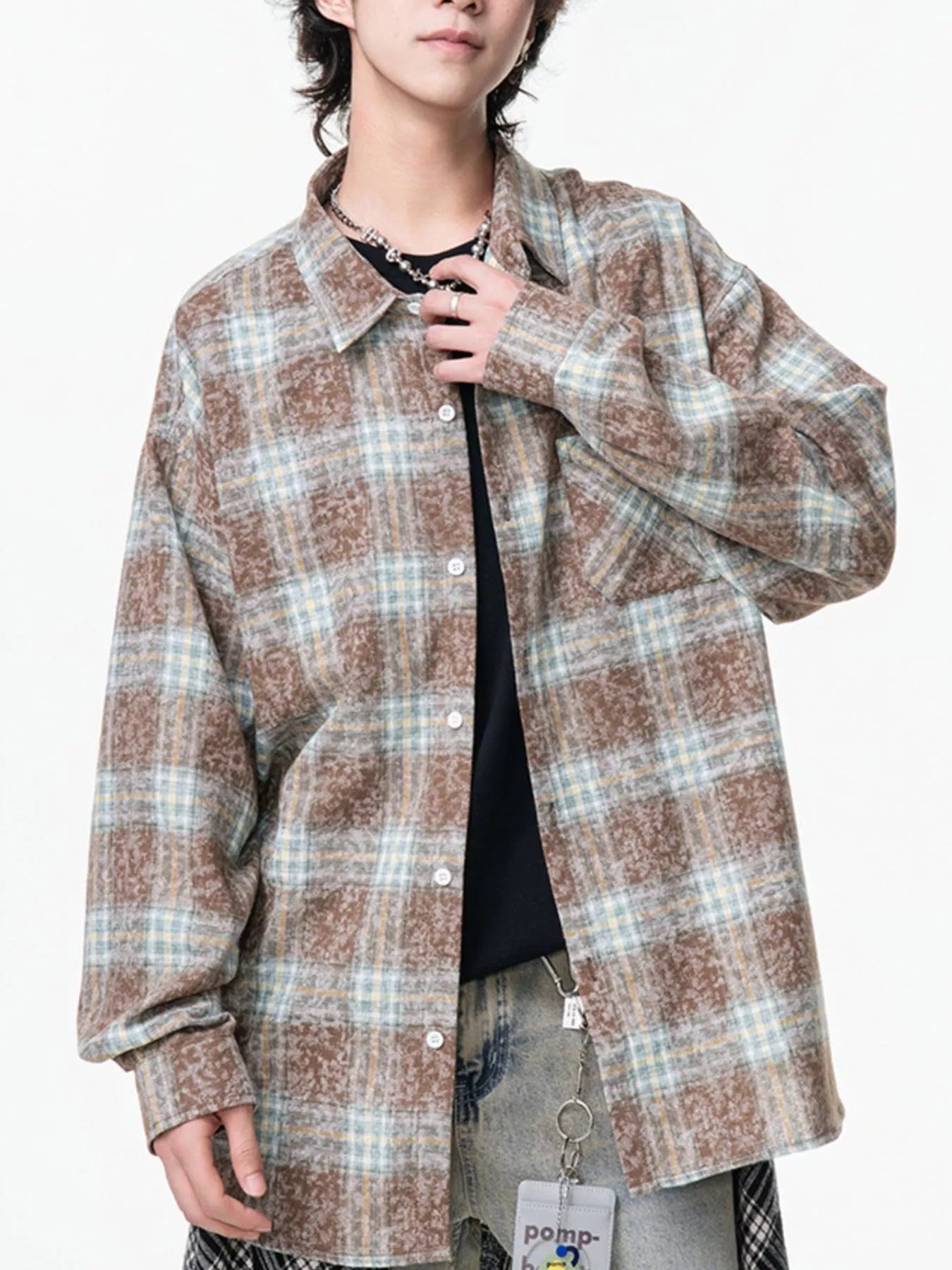 Men's Plus Size Plaid Button Up Long Sleeve Shirt