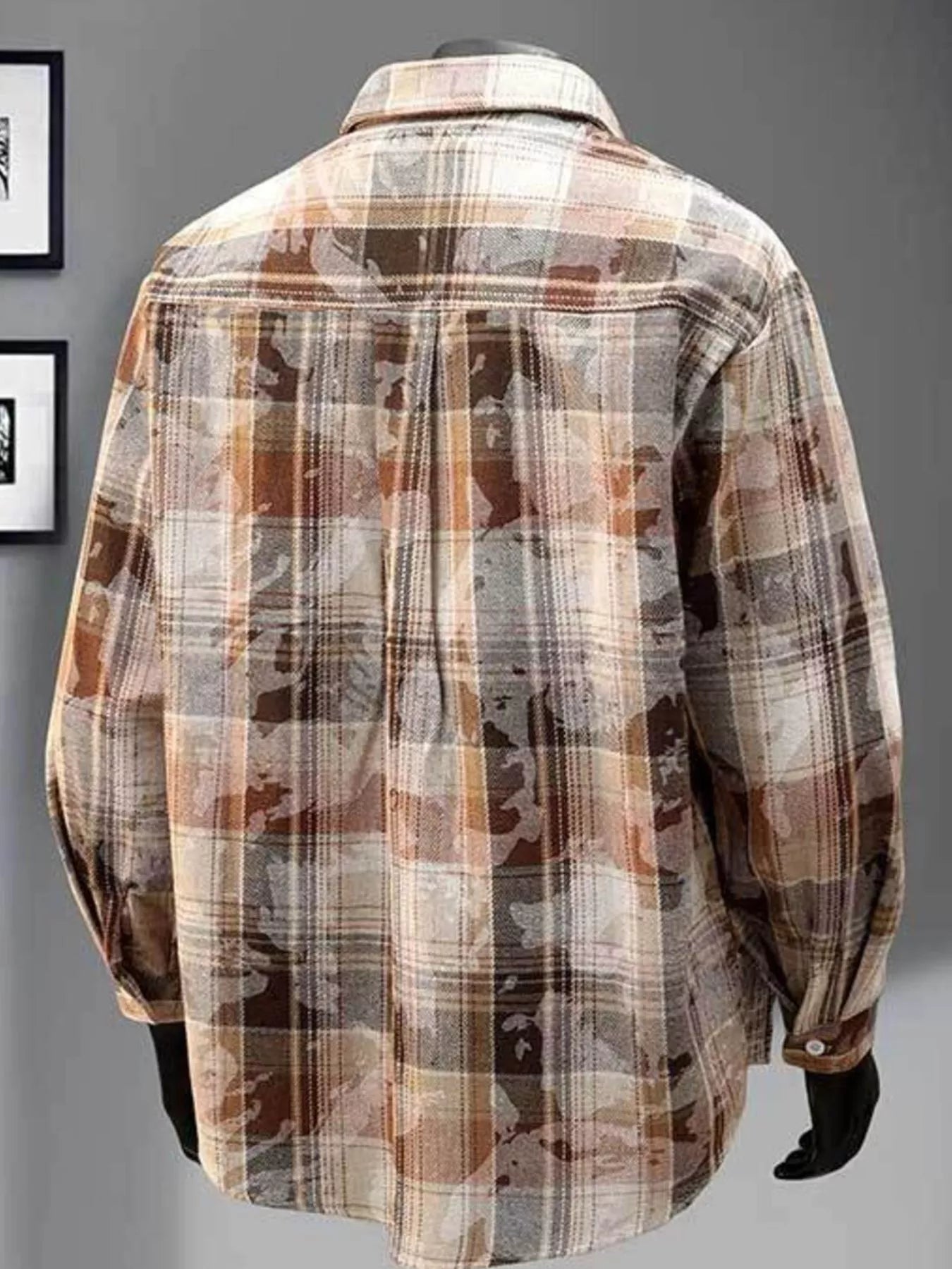Men's Full Size Plaid Print Long Sleeve Shirt Plus Size
