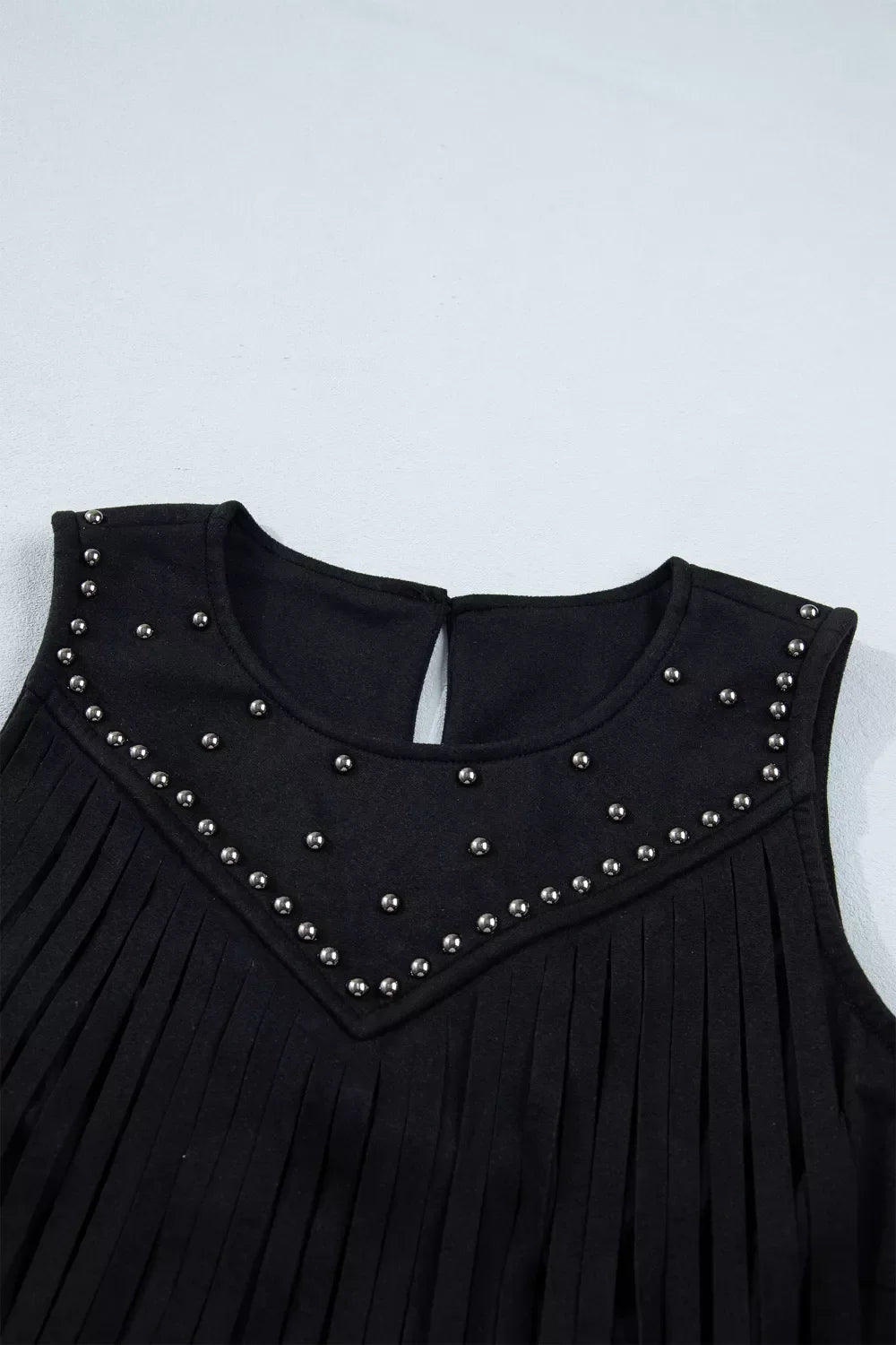 Western Fringe Rivet Paneling Bust Sleeveless Top
