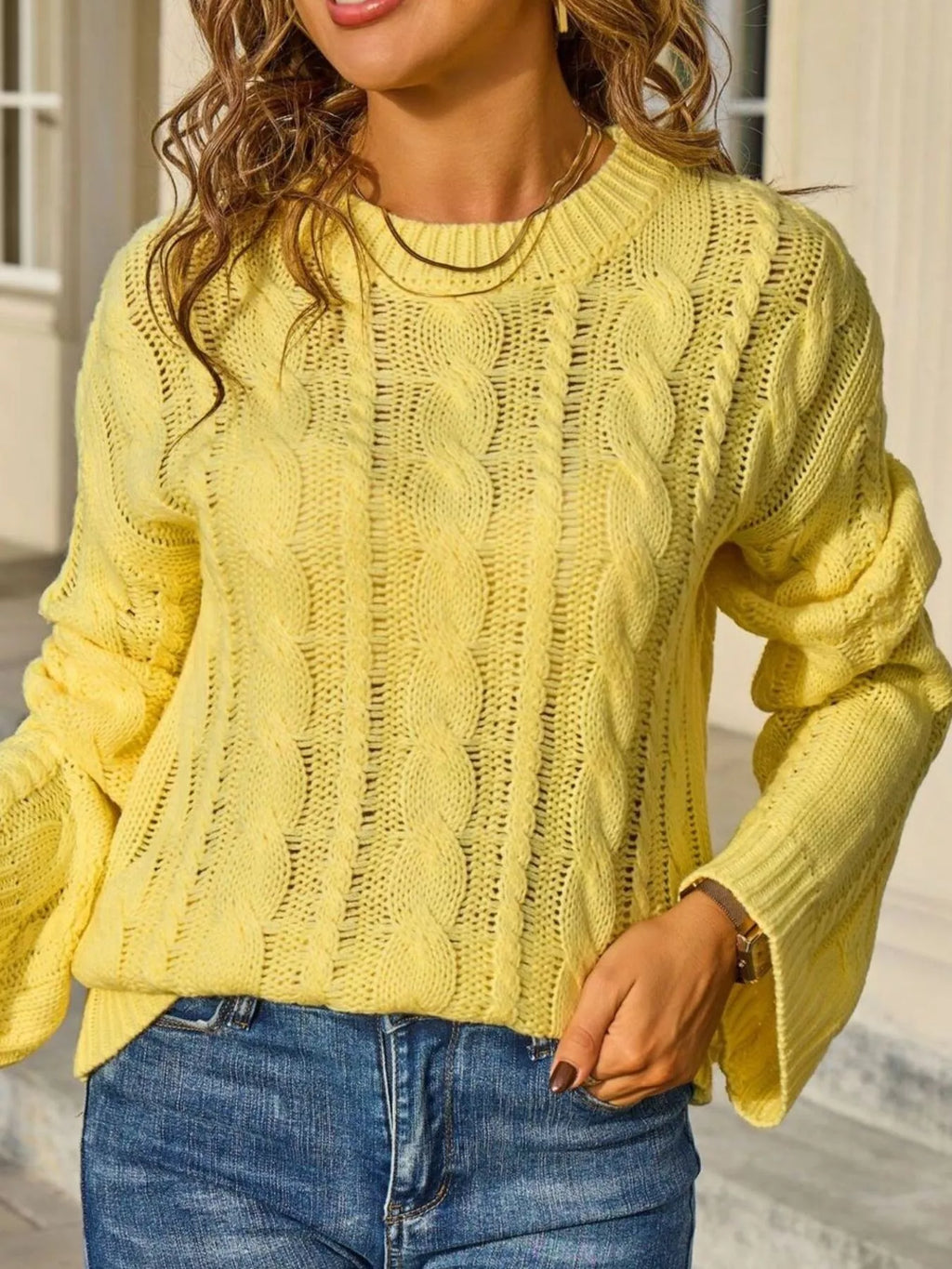 Cable Knit Long Sleeve Sweater