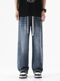 Men's Full Size Drawstring Wash Wide Leg Jeans Plus Size