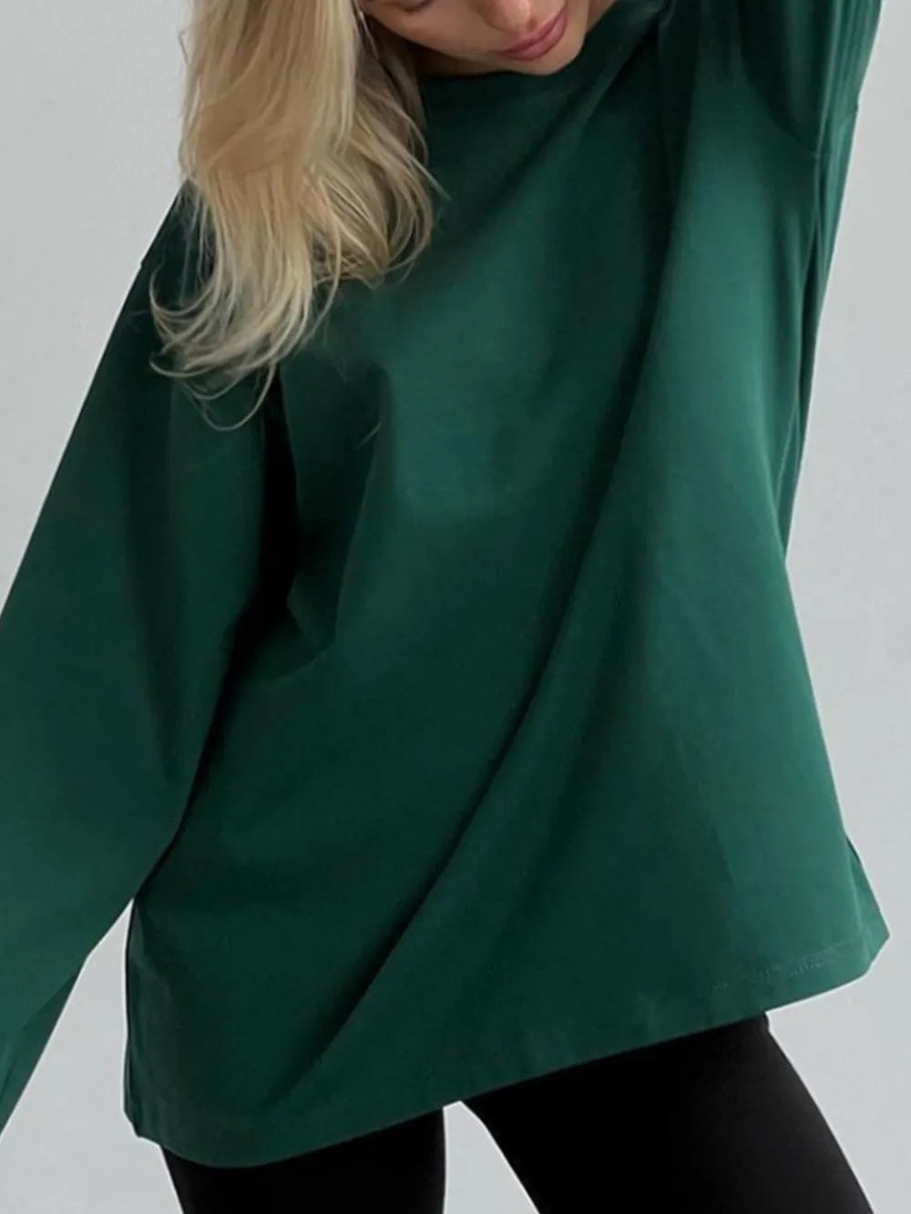 Round Neck Long Sleeve Oversized T-Shirt