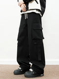 Men's Plus Size Loose Fit Cargo Pants with Drawstring