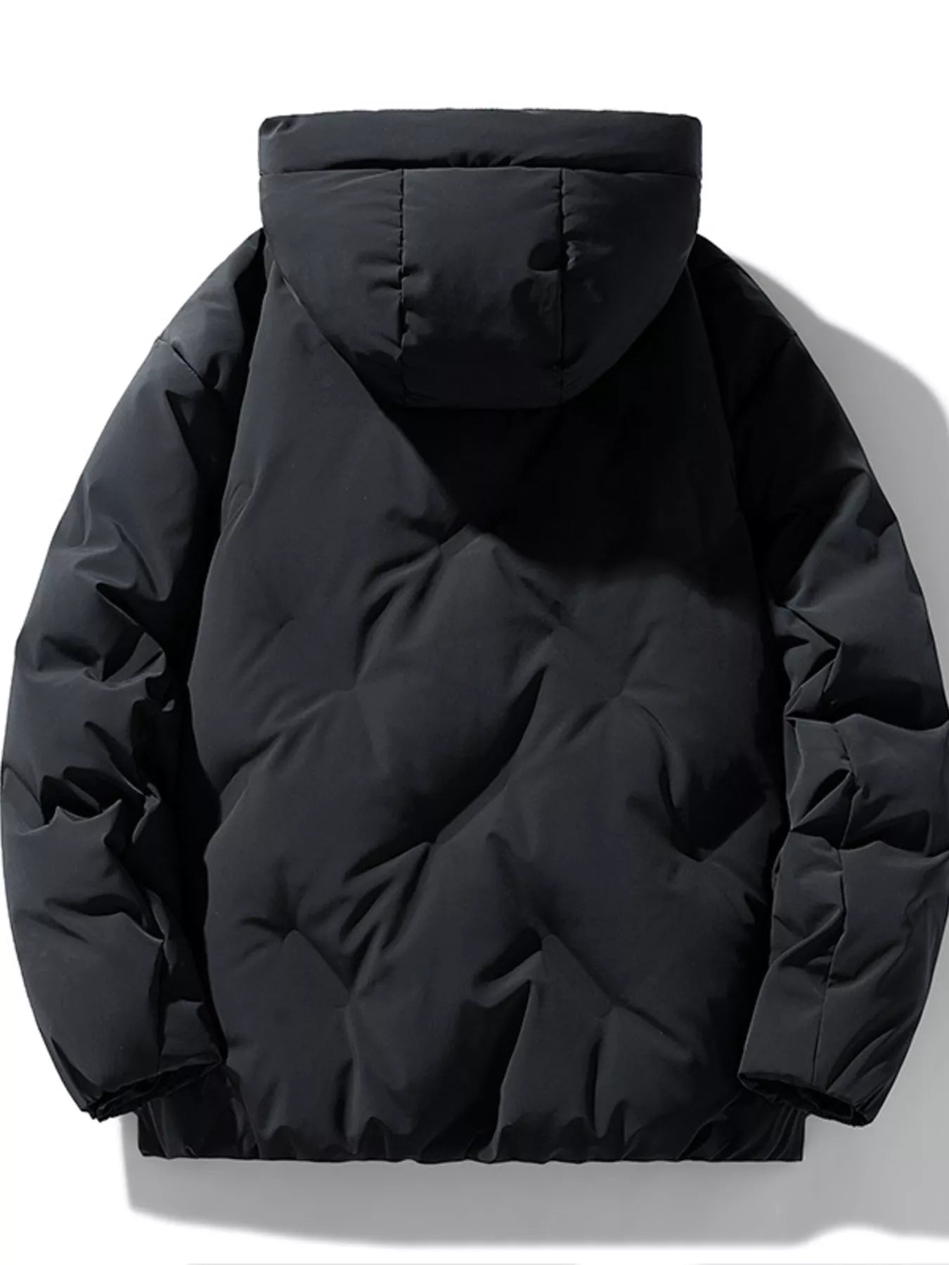 Men's Full Size Hooded Puffer Jacket with Side Pockets Plus Size