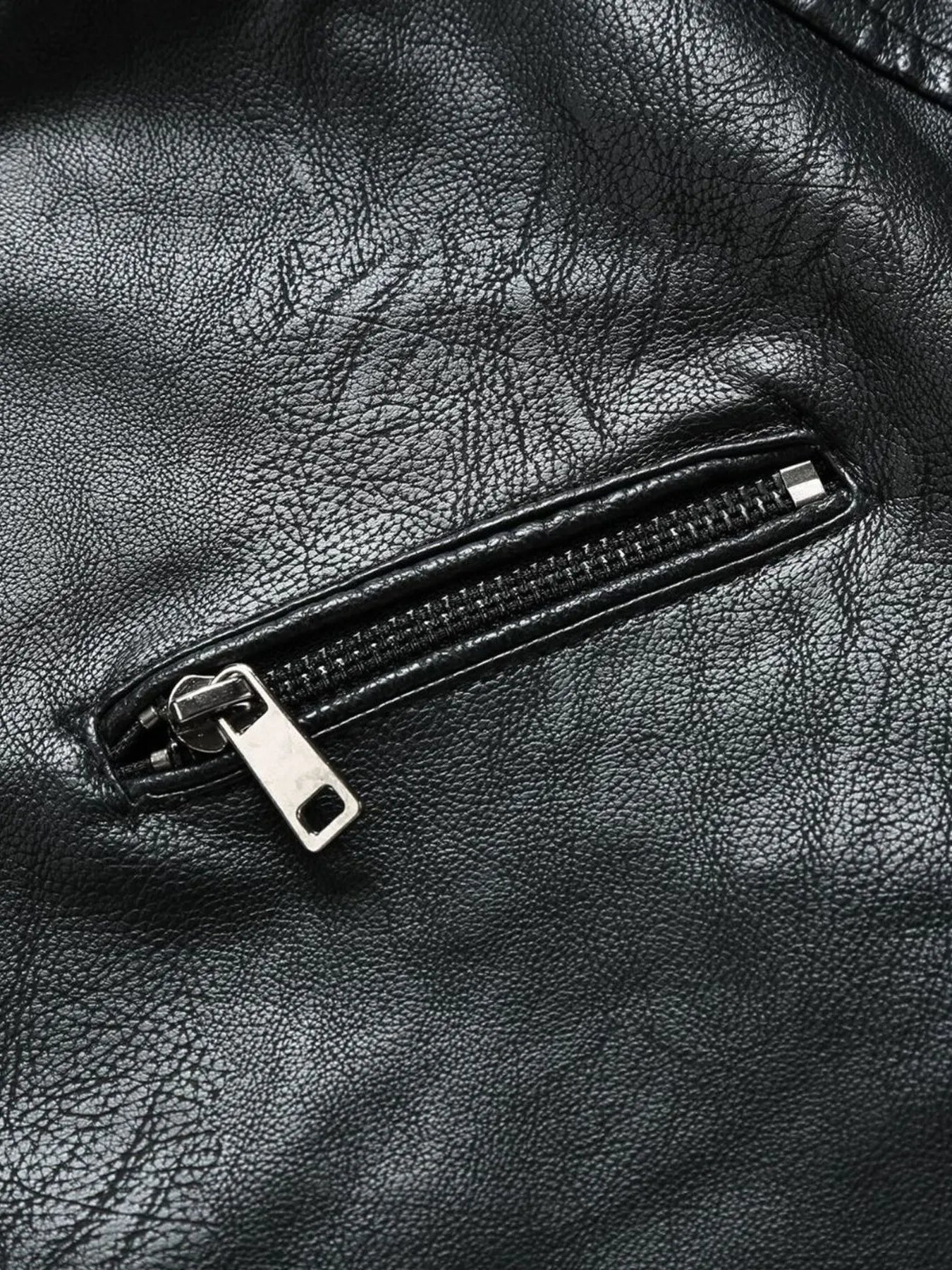 Men's Plus Size Zip Up Leather Moto Jacket