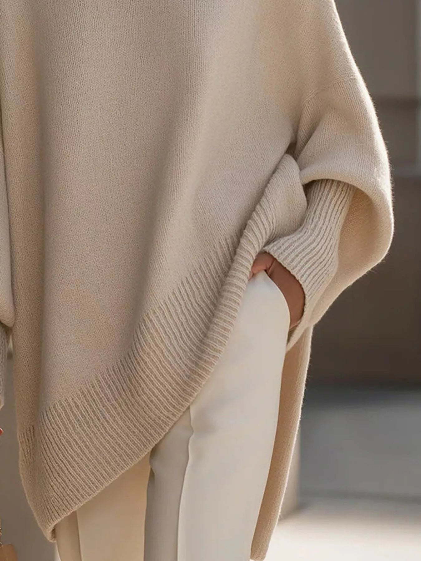 Oversized Batwing Sleeve Knit Sweater
