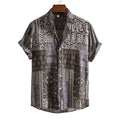 Men's Plus Size Ethnic Print Short Sleeve Button-Up Shirt