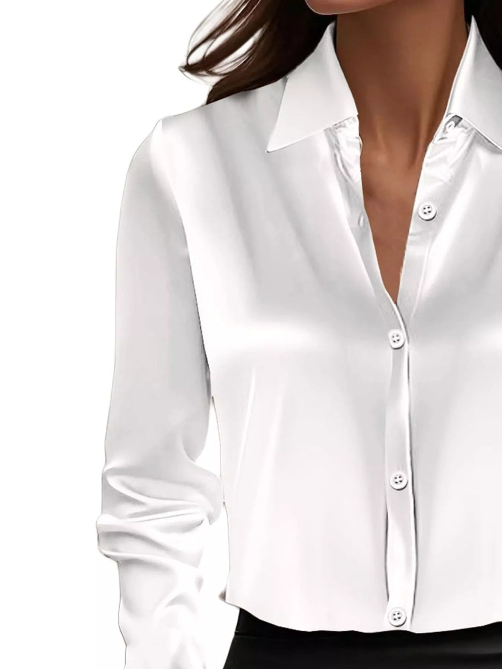 Full Size Button Down Collared Neck Long Sleeve Shirt Plus Size