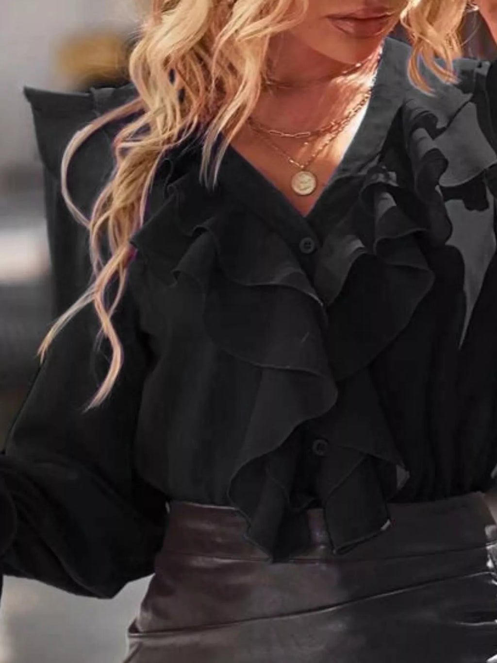 Ruffled Flounce Sleeve Blouse