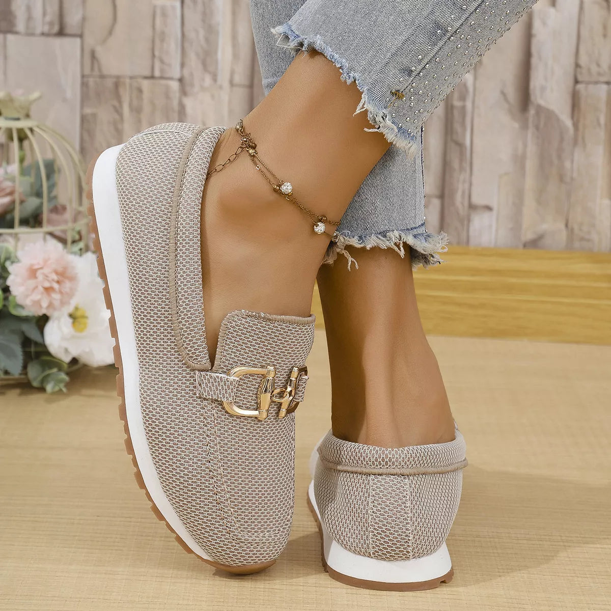 Mesh Round Toe Slip-Ons