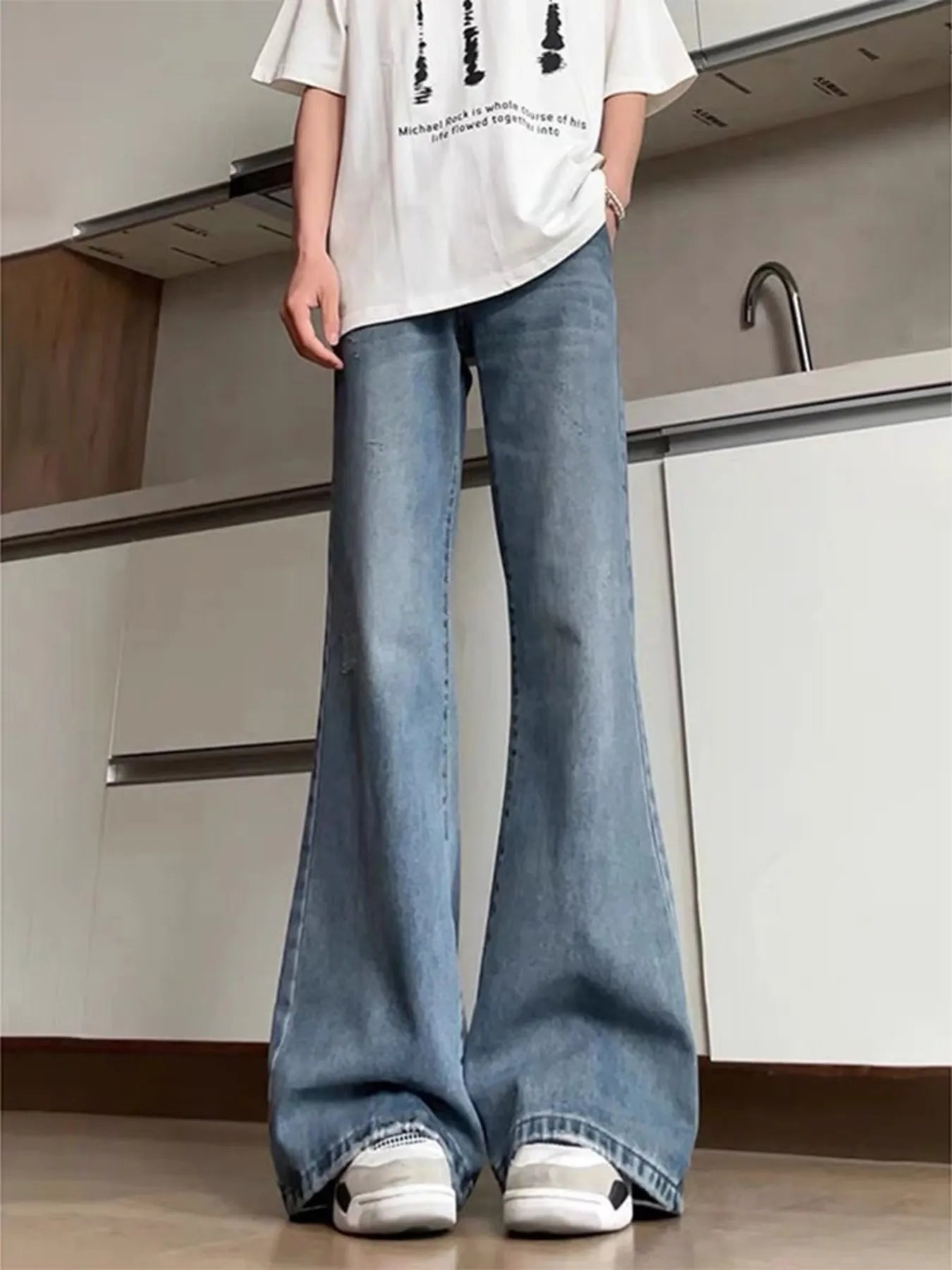 Men's Full Size Vintage Flare Leg Jeans Plus Size