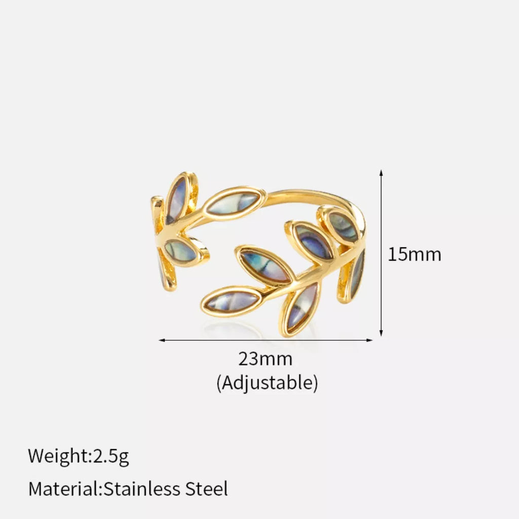18K Gold-Plated Resin Leaf Bypass Ring
