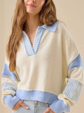 Color Block Dropped Shoulder Sweater