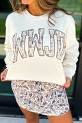 WWJD Camo Letter Printed Long Sleeve Top