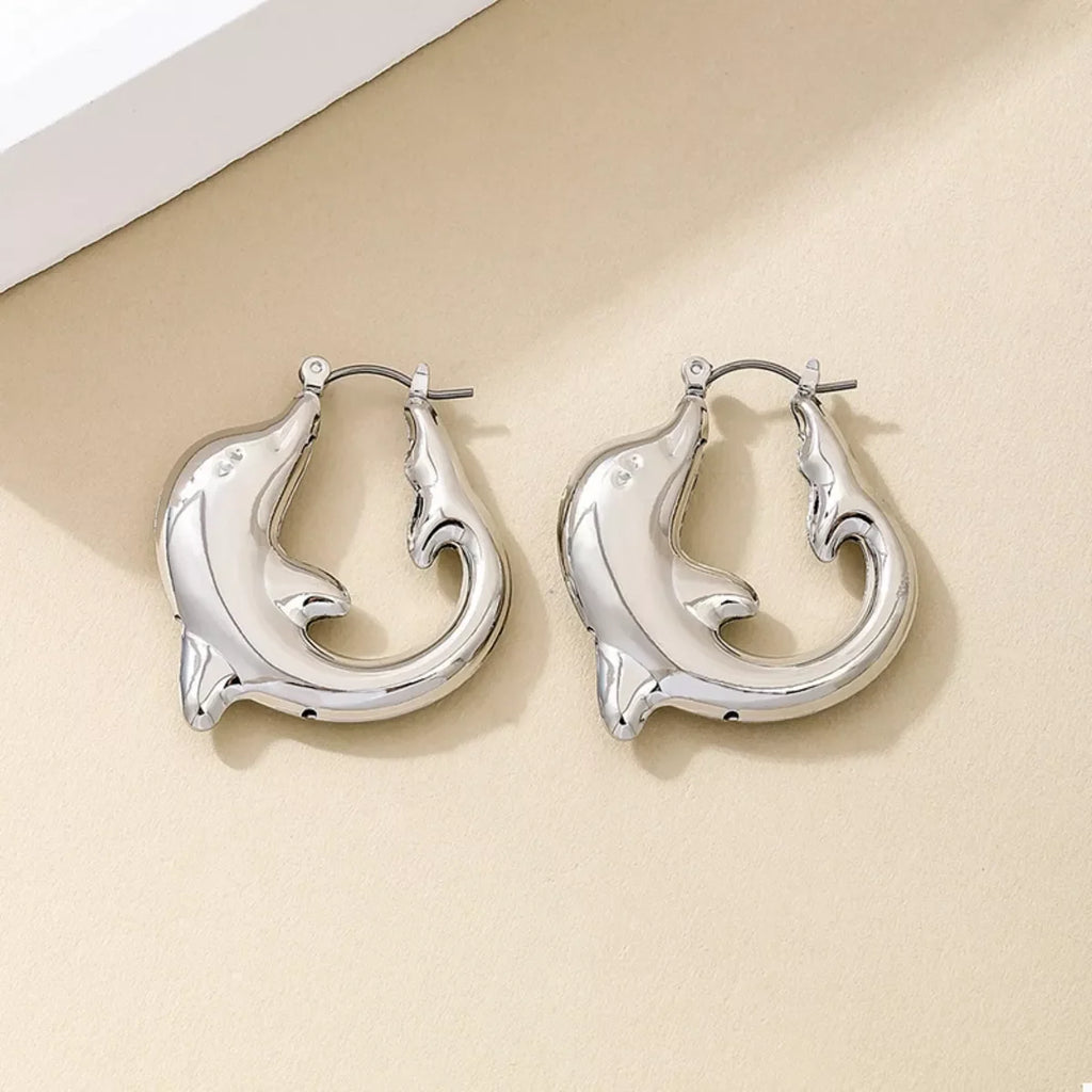 18K Gold-Plated Dolphin Hoop Earrings