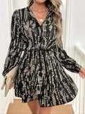 Printed Long Sleeve Mini Dress