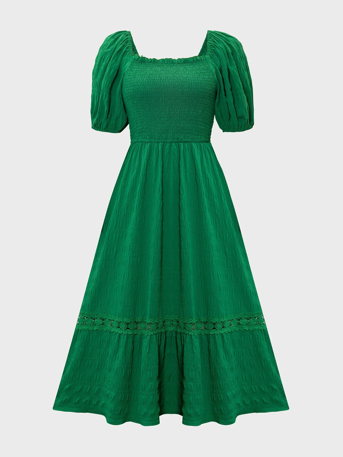 Smocked Puff Sleeve Tiered Dress