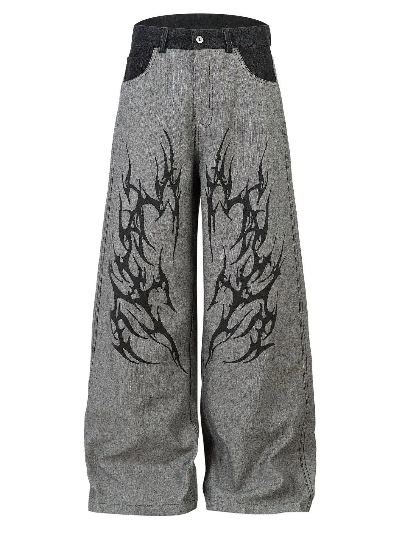 Men's Lightning Pattern Wide Leg Jeans