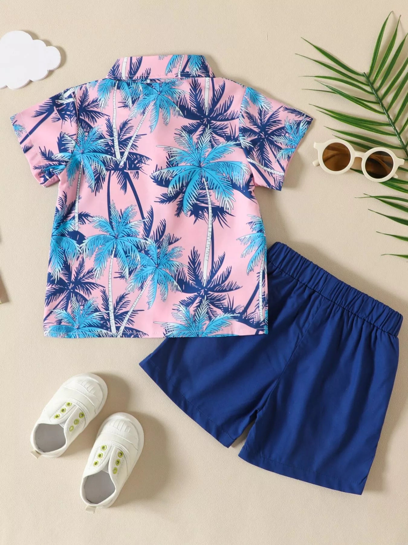 Children's Tropical Print Shirt and Shorts Set