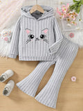 Children's Ribbed Knit Hooded Top and Pants Set