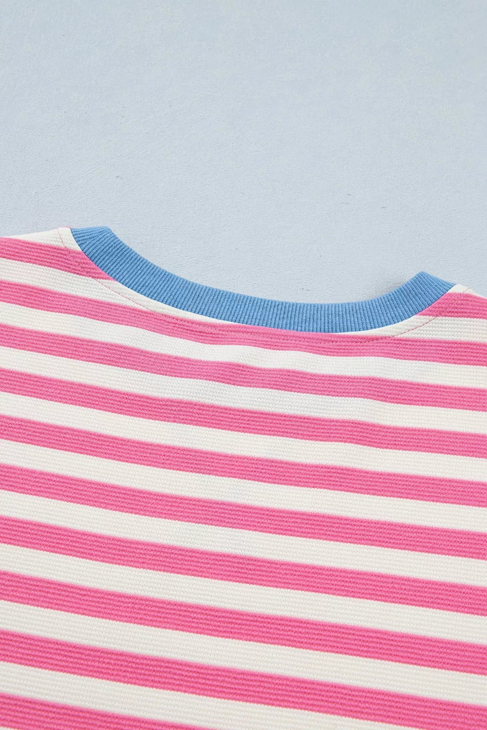 Stripe Contrast Patchwork Short Sleeve Loose Tee