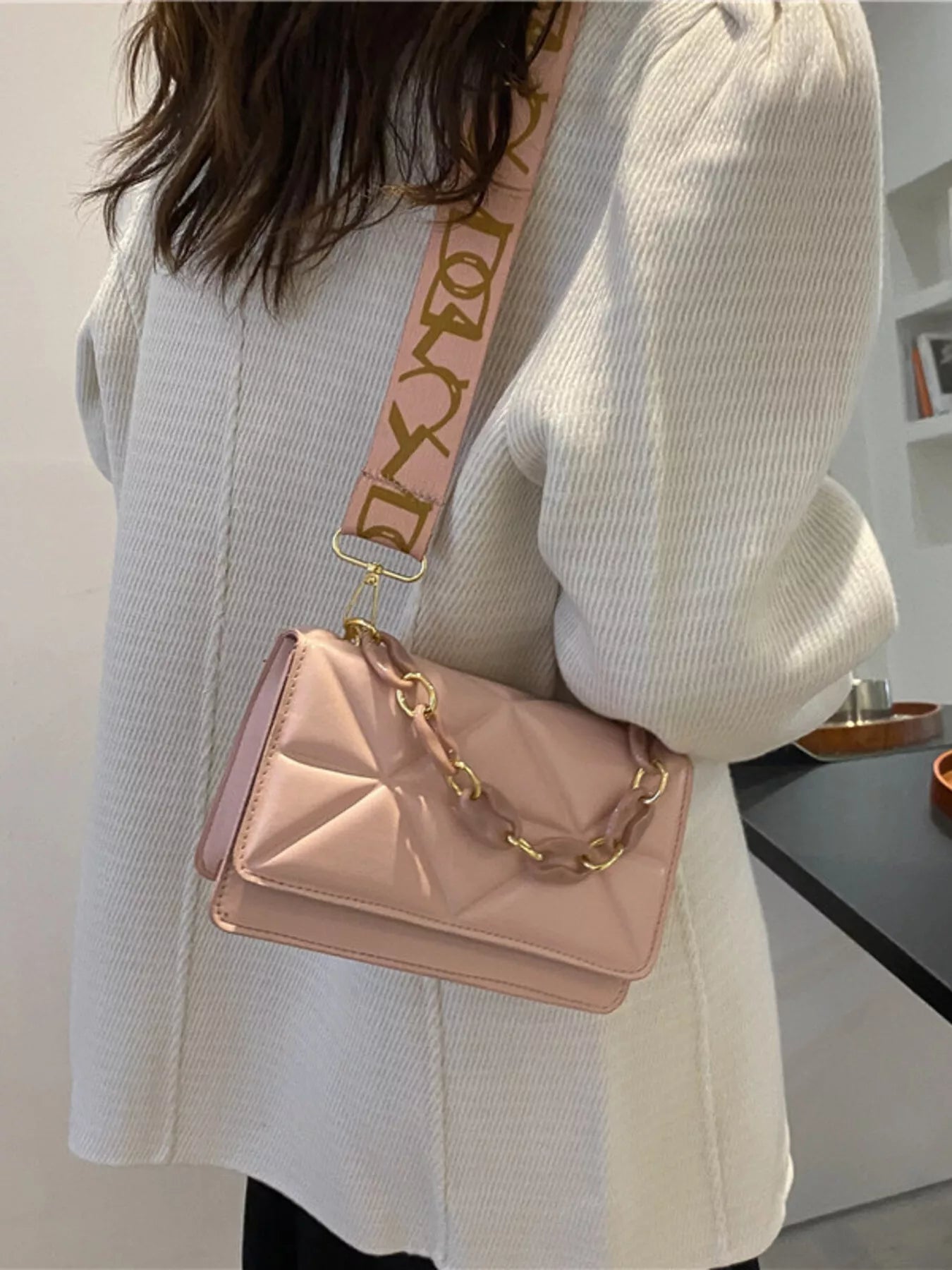 Quilted Adjustable Strap Crossbody Bag