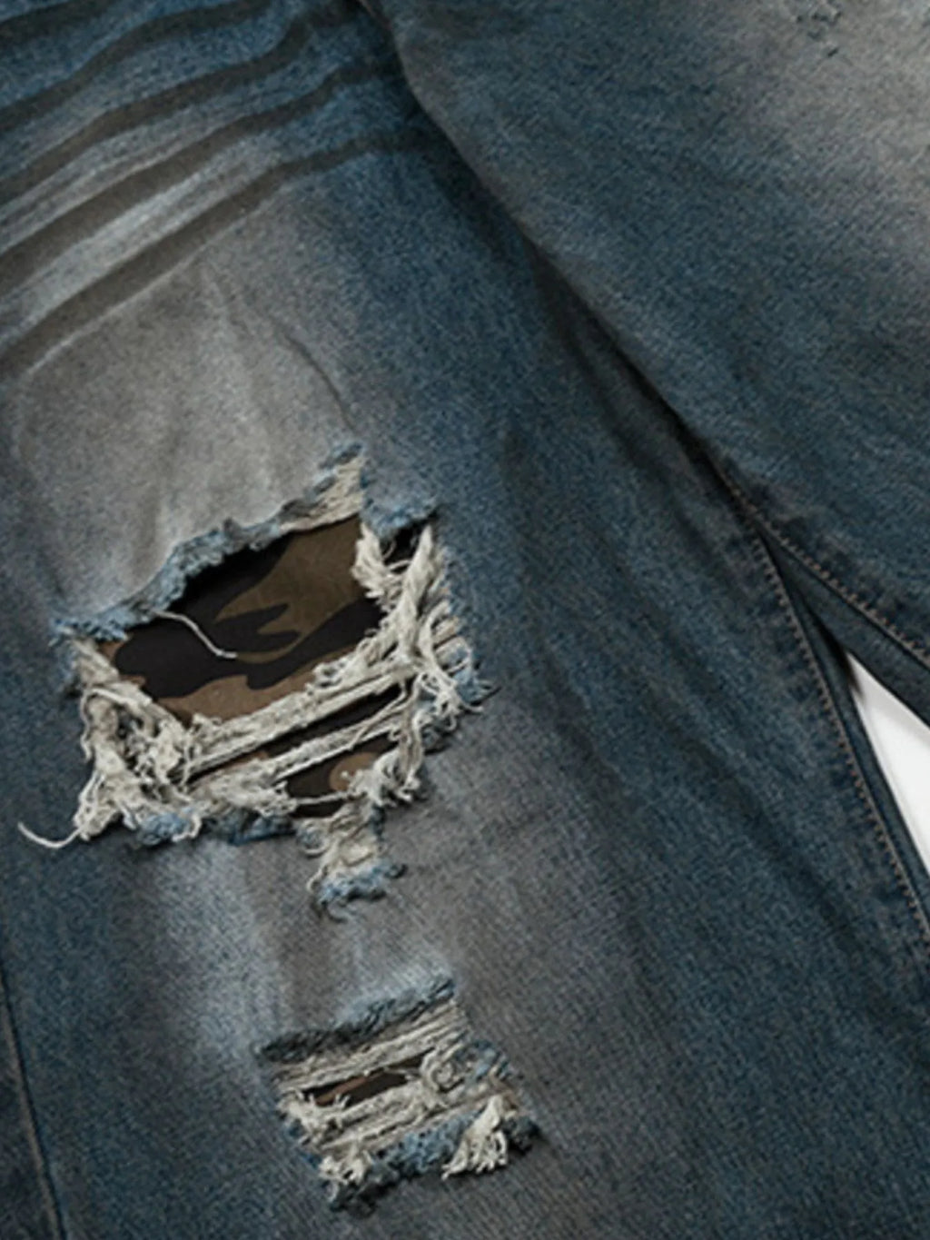 Men's Distressed Wide-Leg Wash Jeans
