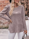 Ribbed Knit Puff Sleeve T-Shirt