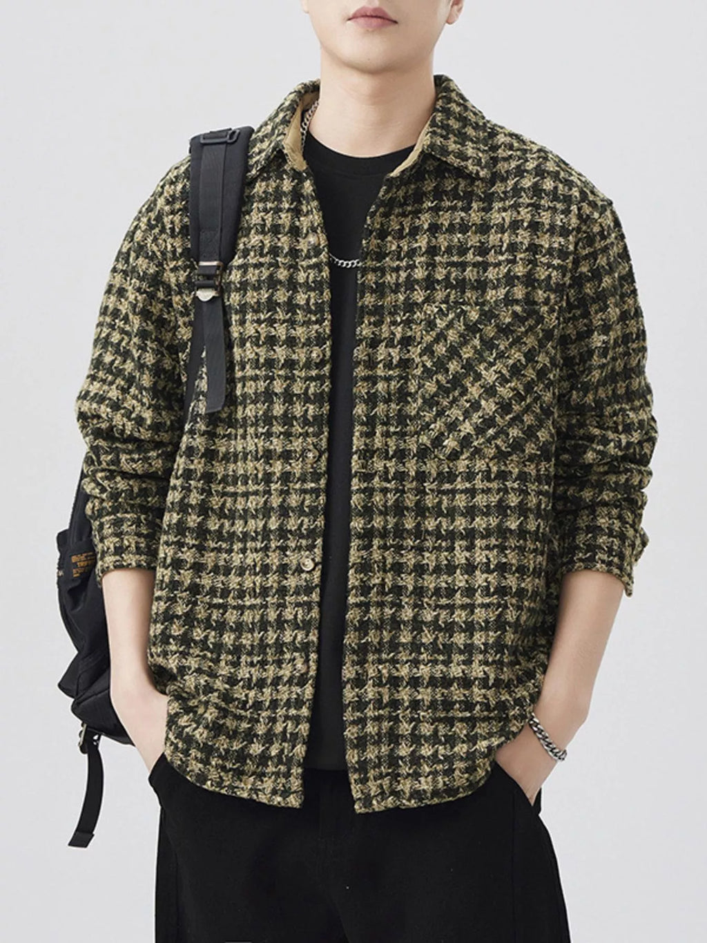 Men's Plus Size Button Up Shirt with Chest Pocket