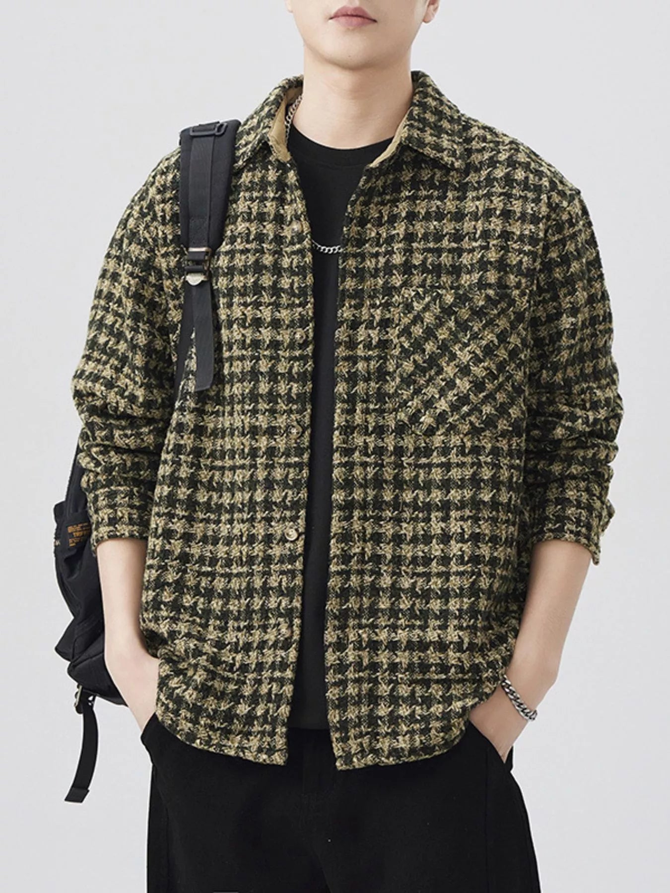 Men's Plus Size Button Up Shirt with Chest Pocket