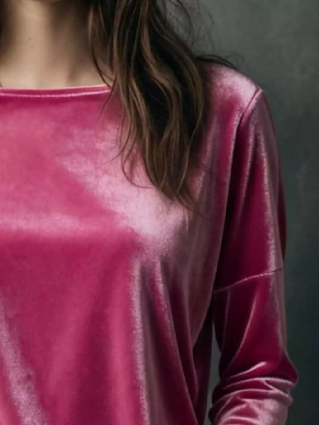 Full Size Velvet Long Sleeve T-Shirt Plus Size