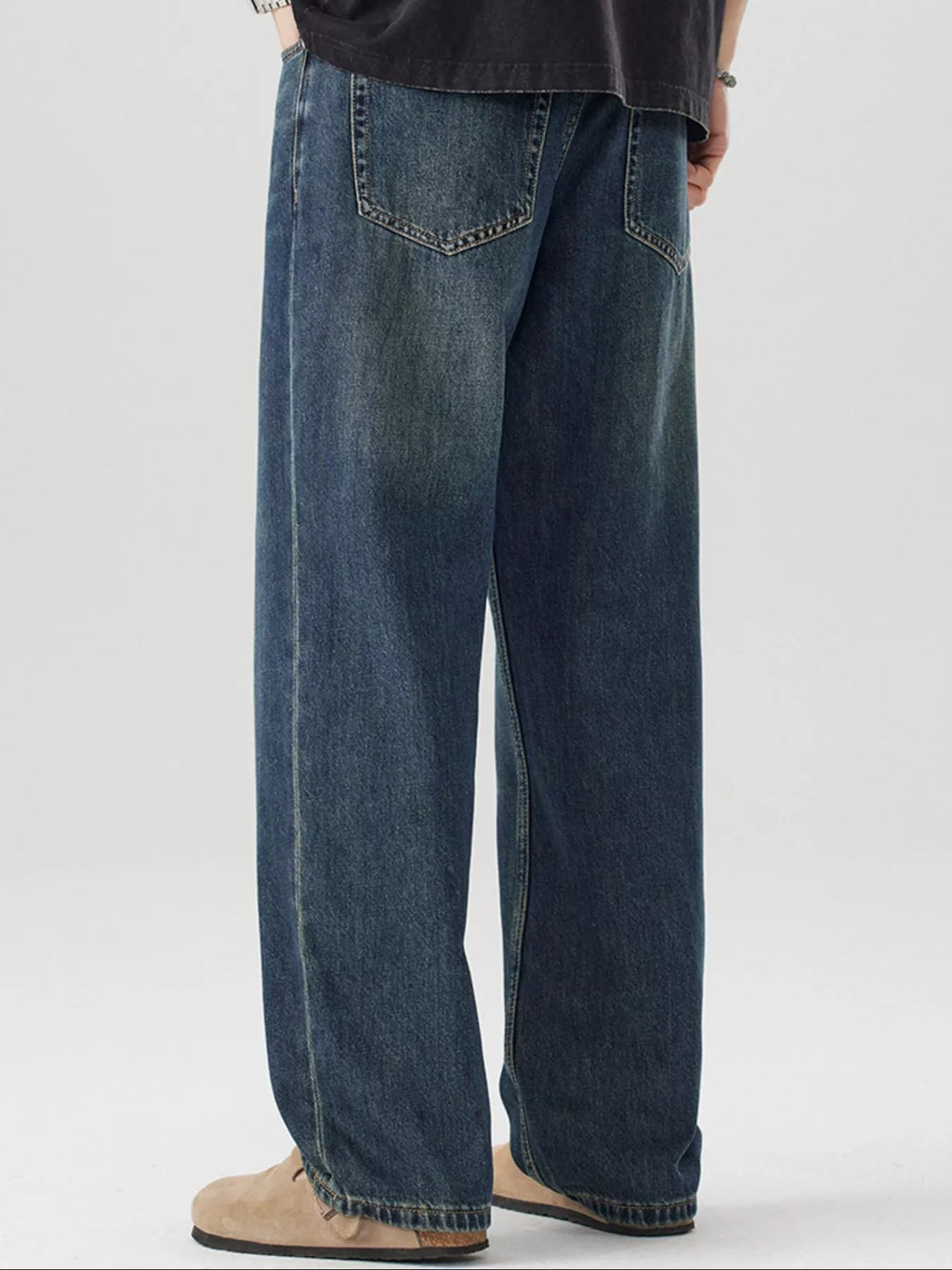 Men's Vintage Wash Wide Leg Jeans