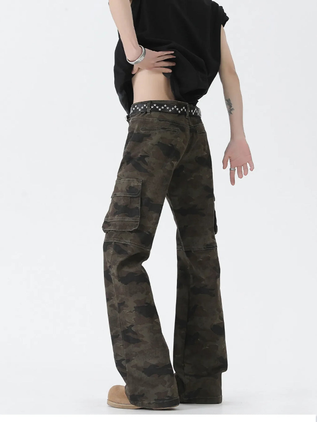 Men's Camo Cargo Flare Jeans