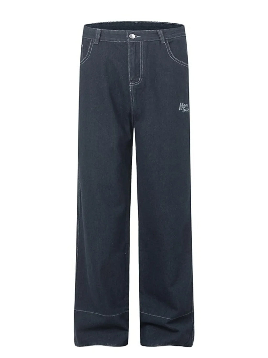 Men's Plaid Pocket Wide Leg Jeans