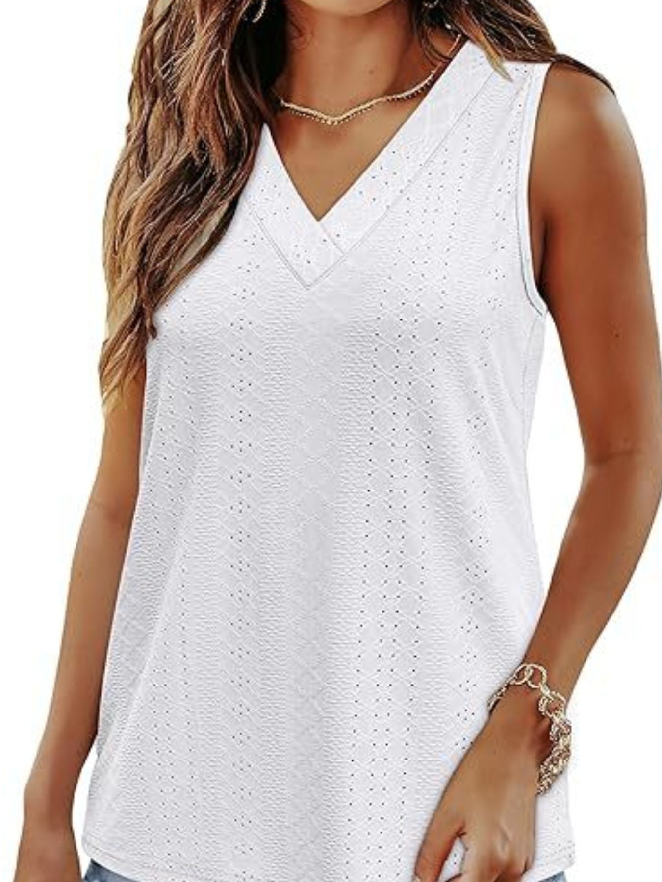 Eyelet V-Neck Tank