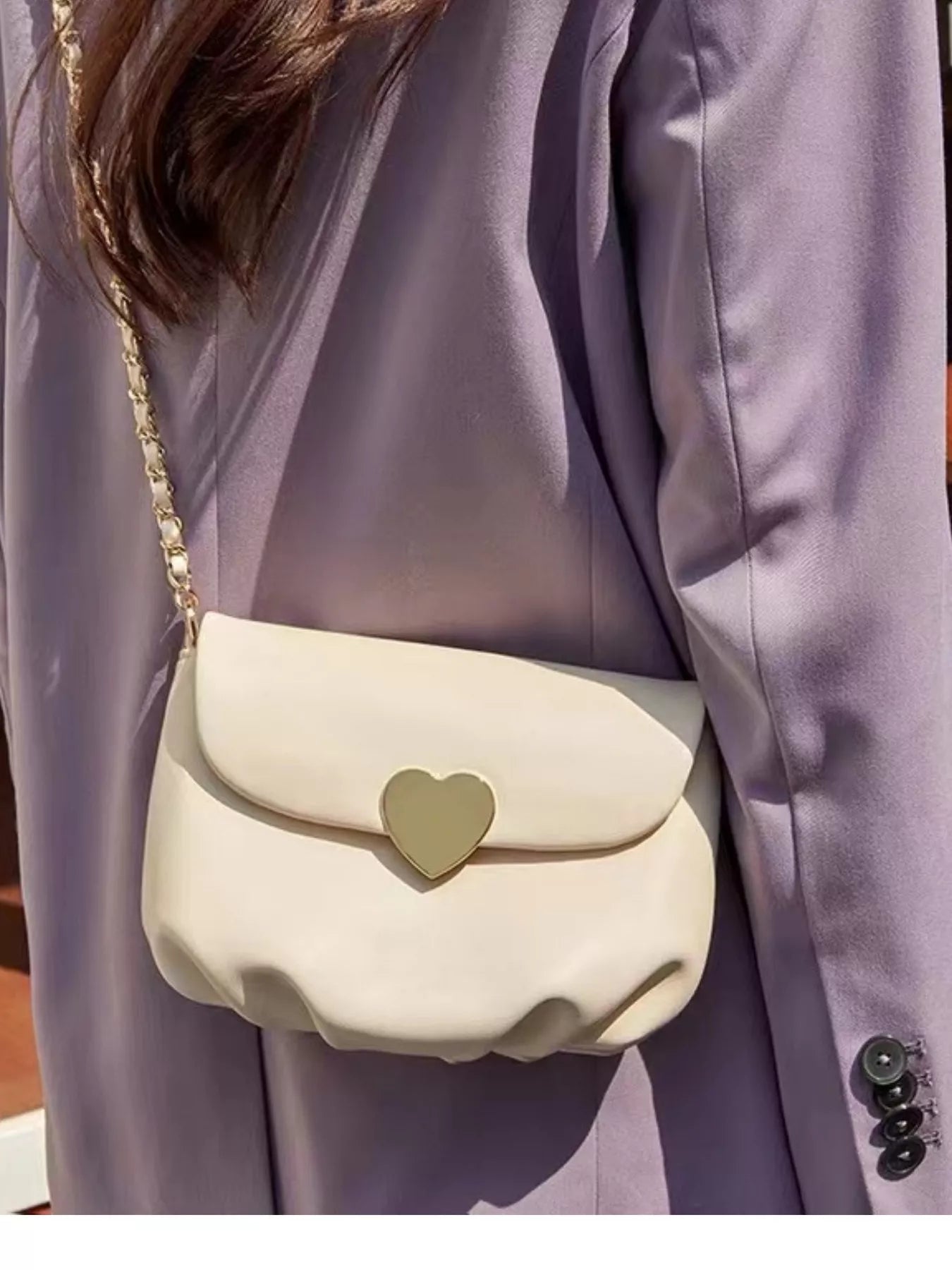 Heart Buckle Chain Crossbody Bag