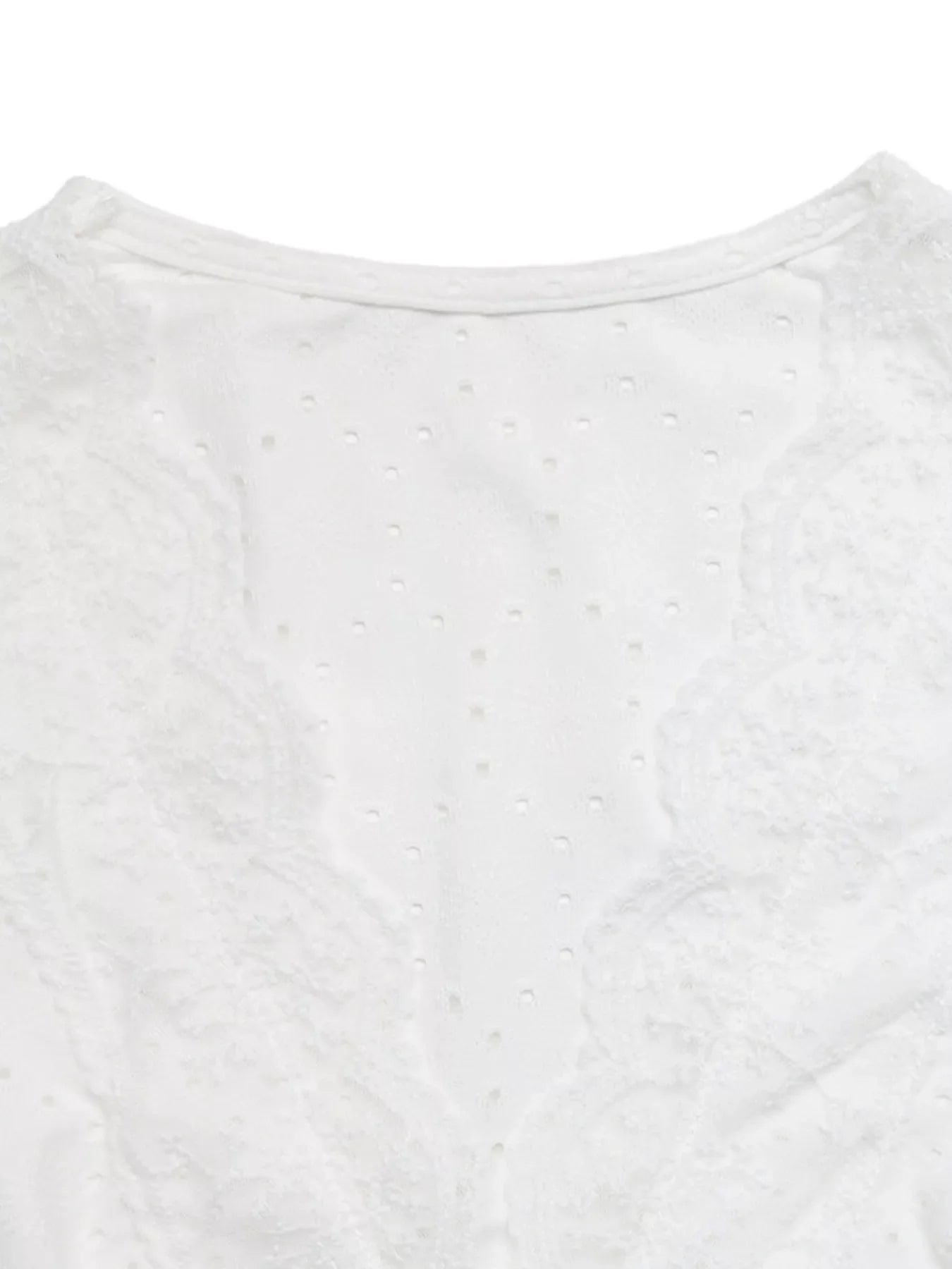 Eyelet Lace Trim Short Sleeve Shirt