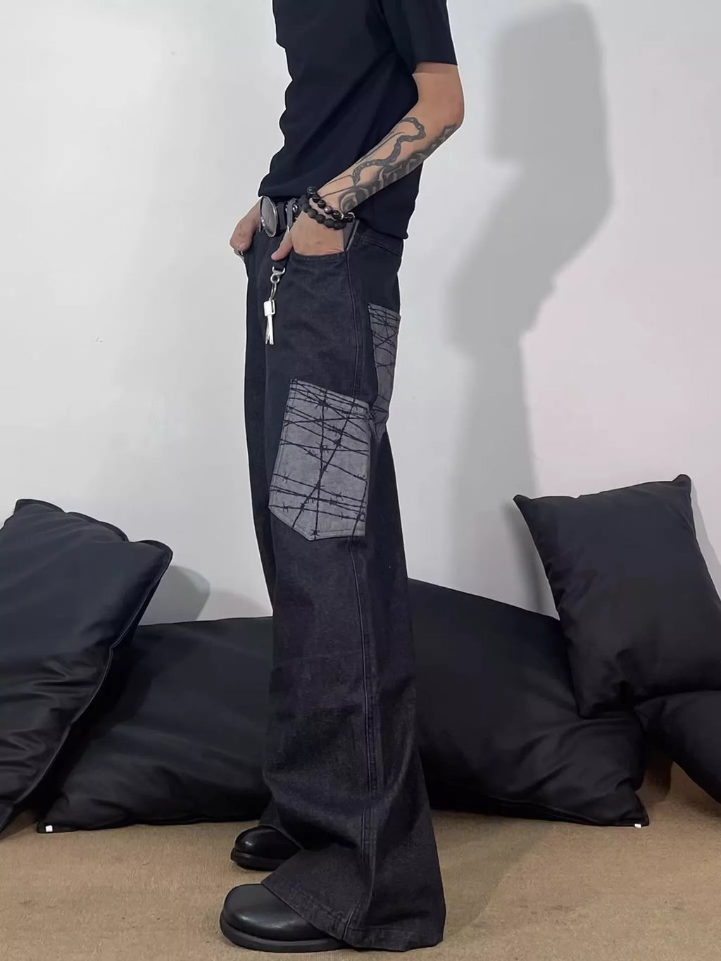 Men's Full Size Wide Leg Cargo Jeans Plus Size