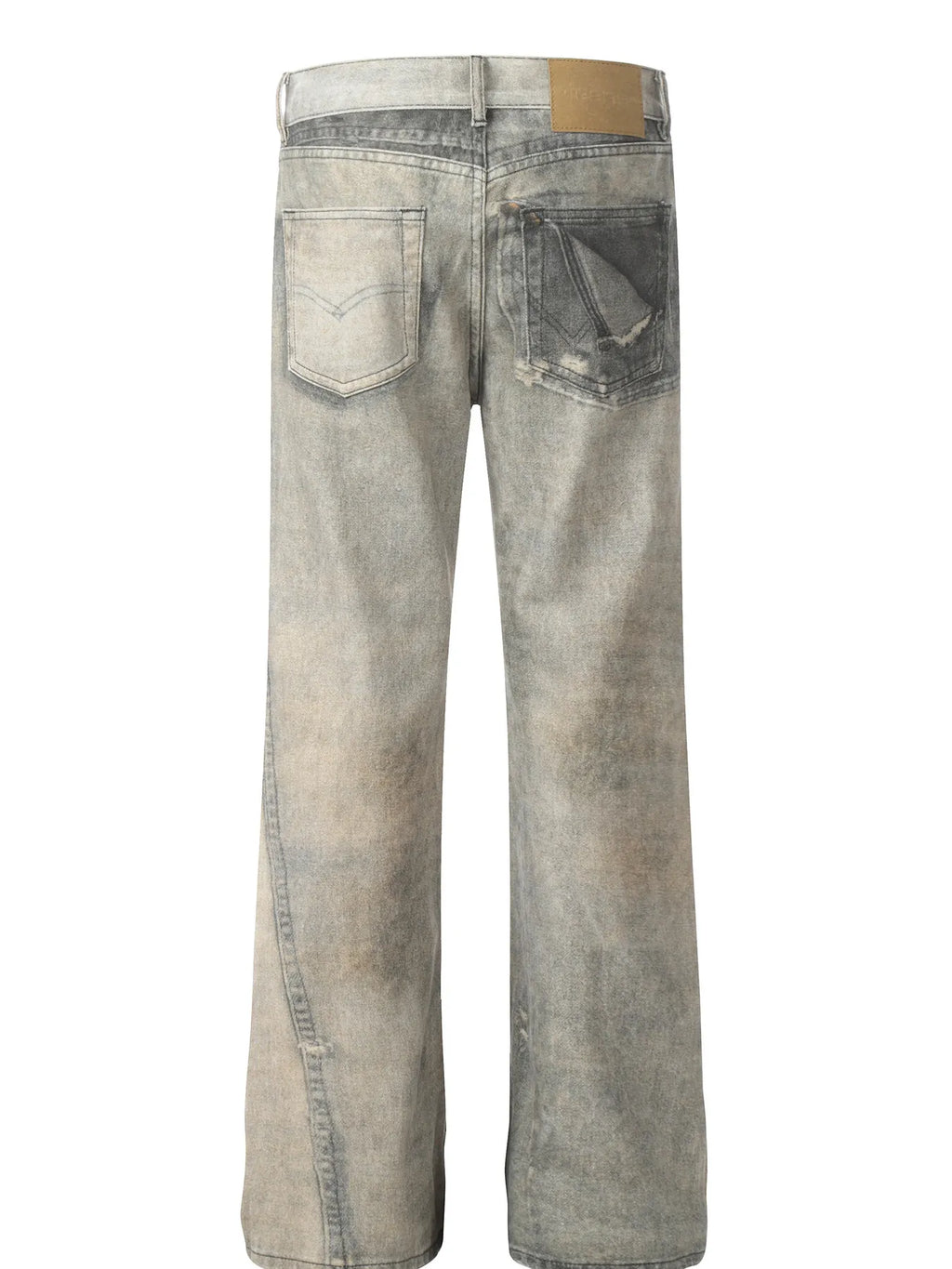 Men's Vintage Washed Wide-Leg Denim Jeans
